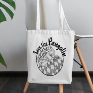 Organic Hemp Fibre Tote Bag “Save the Pangolin” ethically sourced and printed with an original design by Aimee Eemia